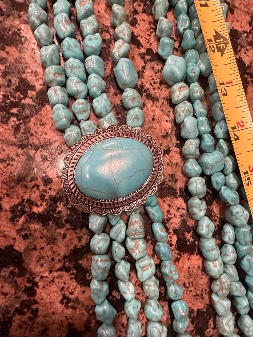 Turquoise Multi-Strand Stone Necklace - Blue